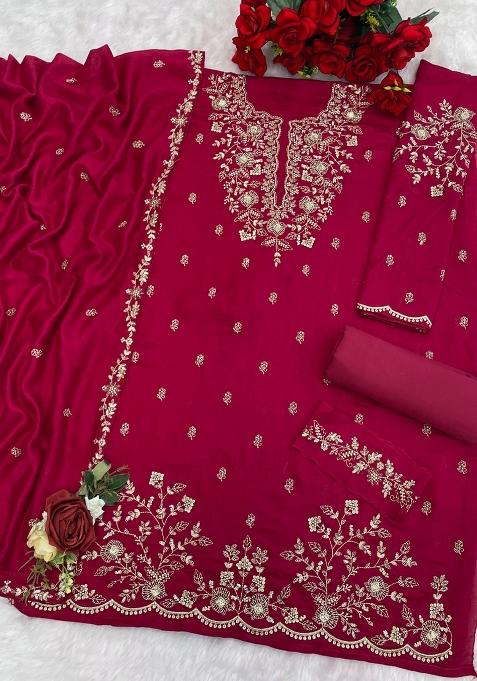 Pink Embroidered Silk Salwar Suit