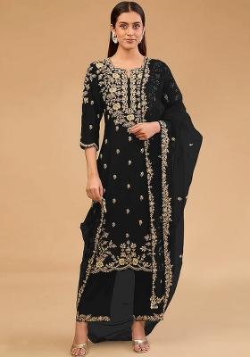 Black Embroidered Silk Salwar Suit