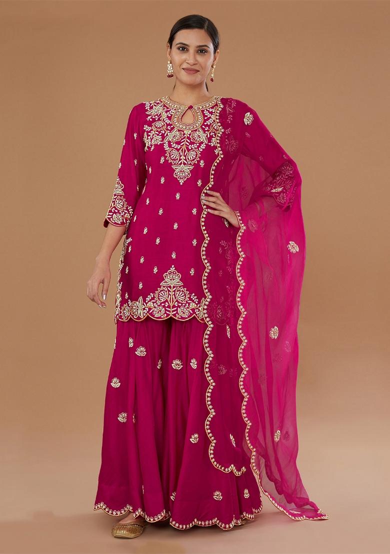 Pink Embroidered Silk Salwar Suit