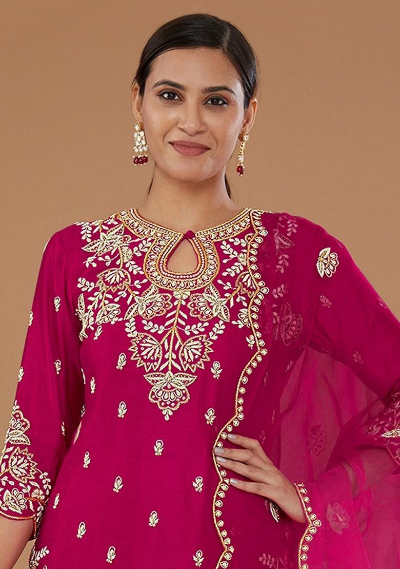 Pink Embroidered Silk Salwar Suit