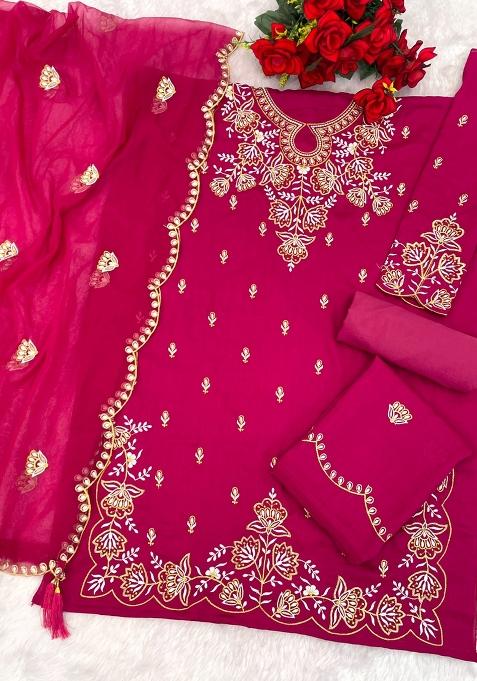 Pink Embroidered Silk Salwar Suit