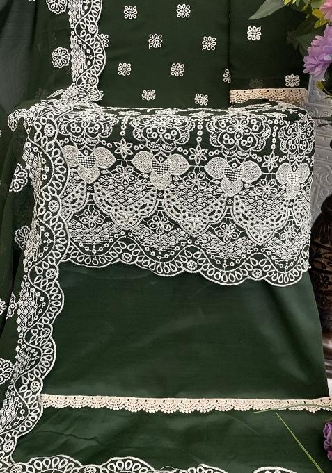 Green Embroidered Georgette Salwar Suit