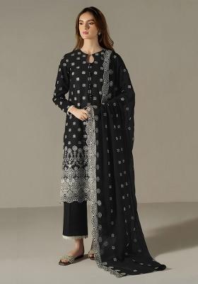 Black Embroidered Georgette Salwar Suit