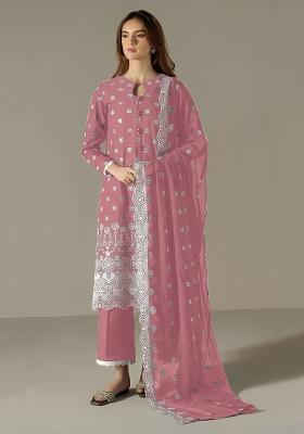 Pink Embroidered Georgette Salwar Suit