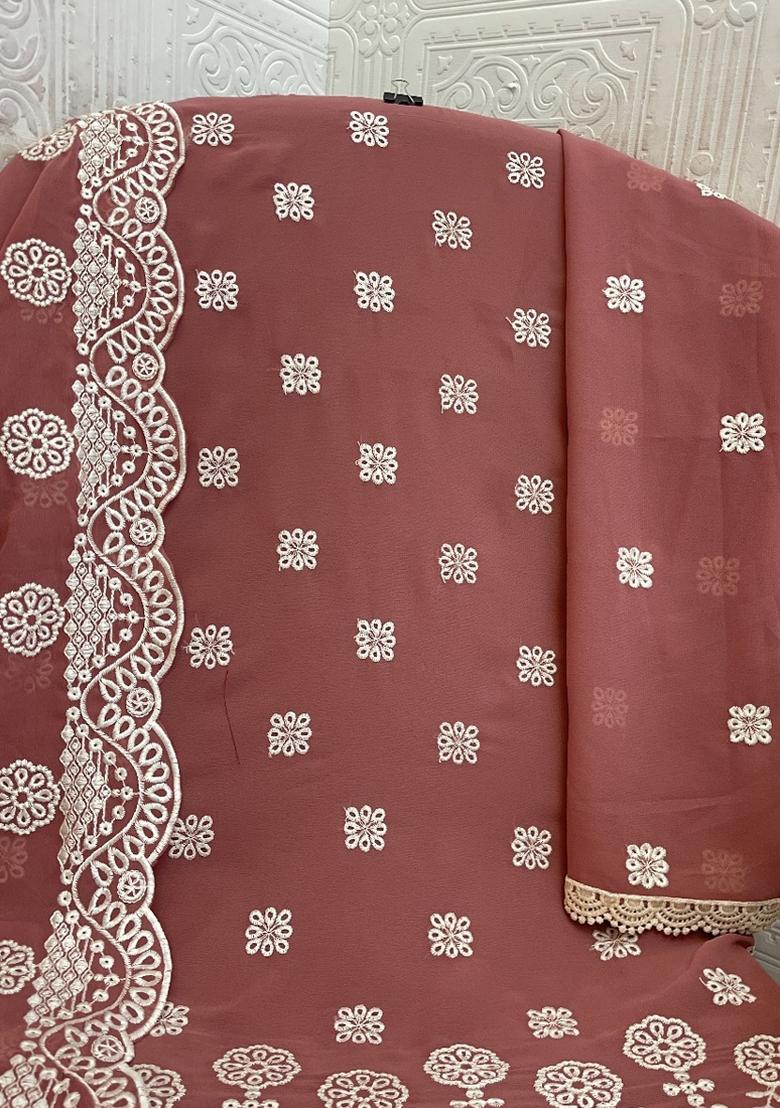 Pink Embroidered Georgette Salwar Suit