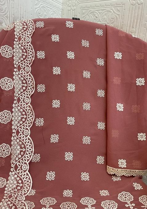 Pink Embroidered Georgette Salwar Suit