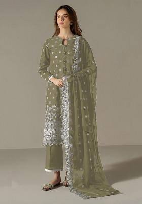 Light Green Embroidered Georgette Salwar Suit