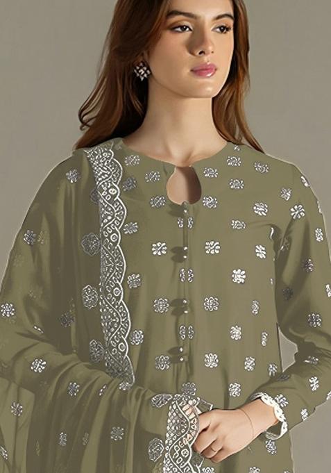 Light Green Embroidered Georgette Salwar Suit