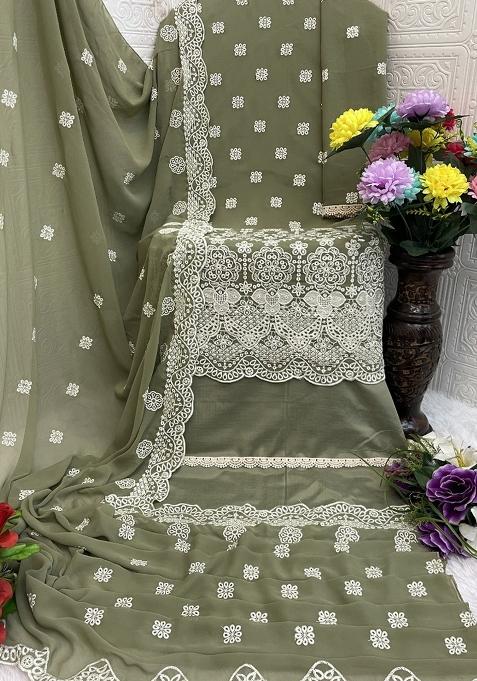 Light Green Embroidered Georgette Salwar Suit