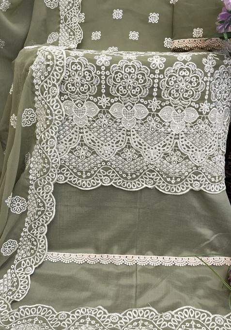 Light Green Embroidered Georgette Salwar Suit