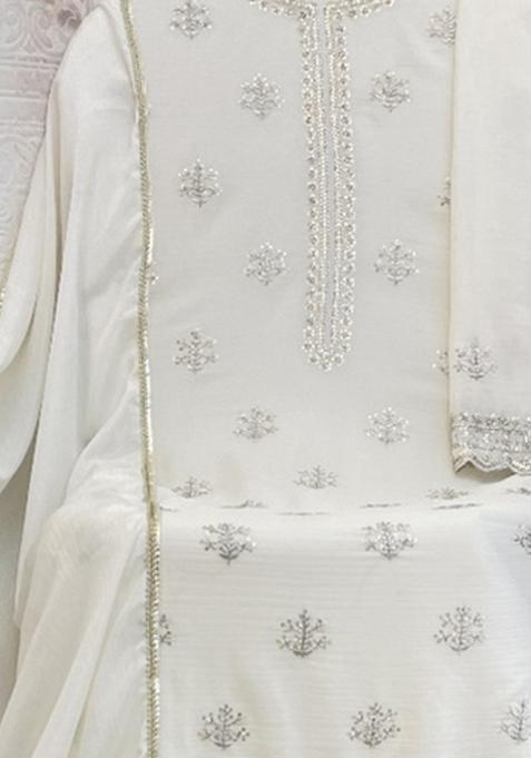 White Embroidered Chinon Salwar Suit