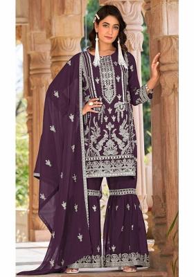 Purple Embroidered Organza Salwar Suit