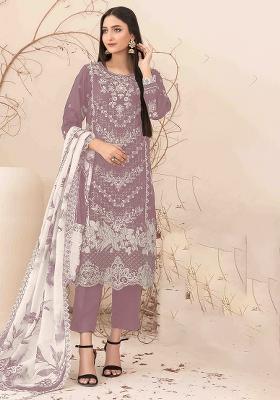 Pink Embroidered Pure Chanderi Silk Salwar Kameez With Dupatta