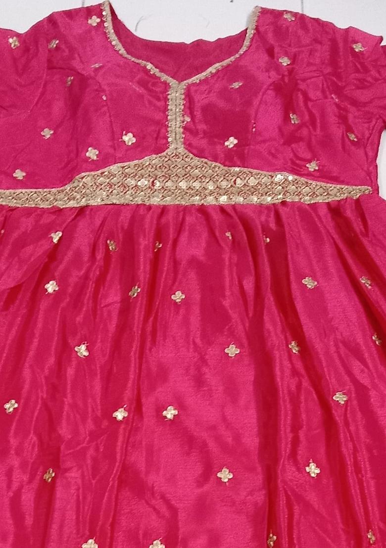 Pink Embroidered Silk Anarkali Set - Indya