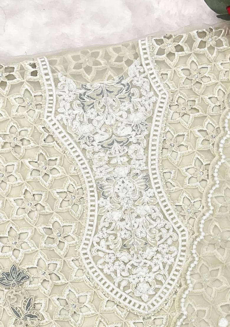 White Embroidered Organza Suit