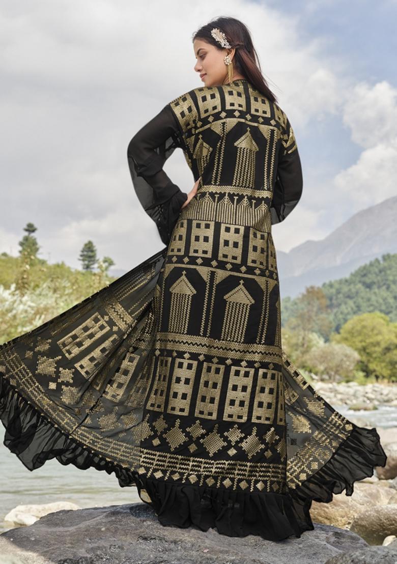 Rama Embroidered Faux Georgette Salwar Kameez With Dupatta - Indya