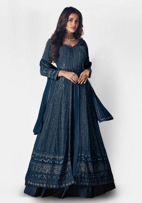 Rama Embroidered Faux Georgette Salwar Kameez With Dupatta