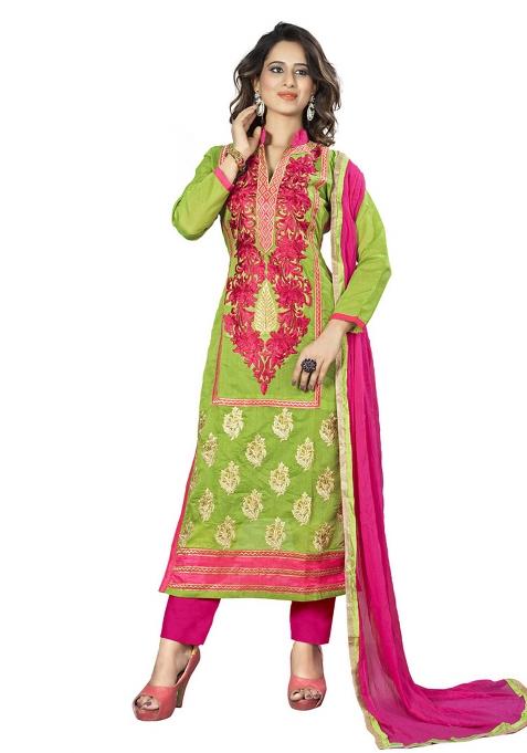 Green Embroidered Blended Pakistani Suit Set
