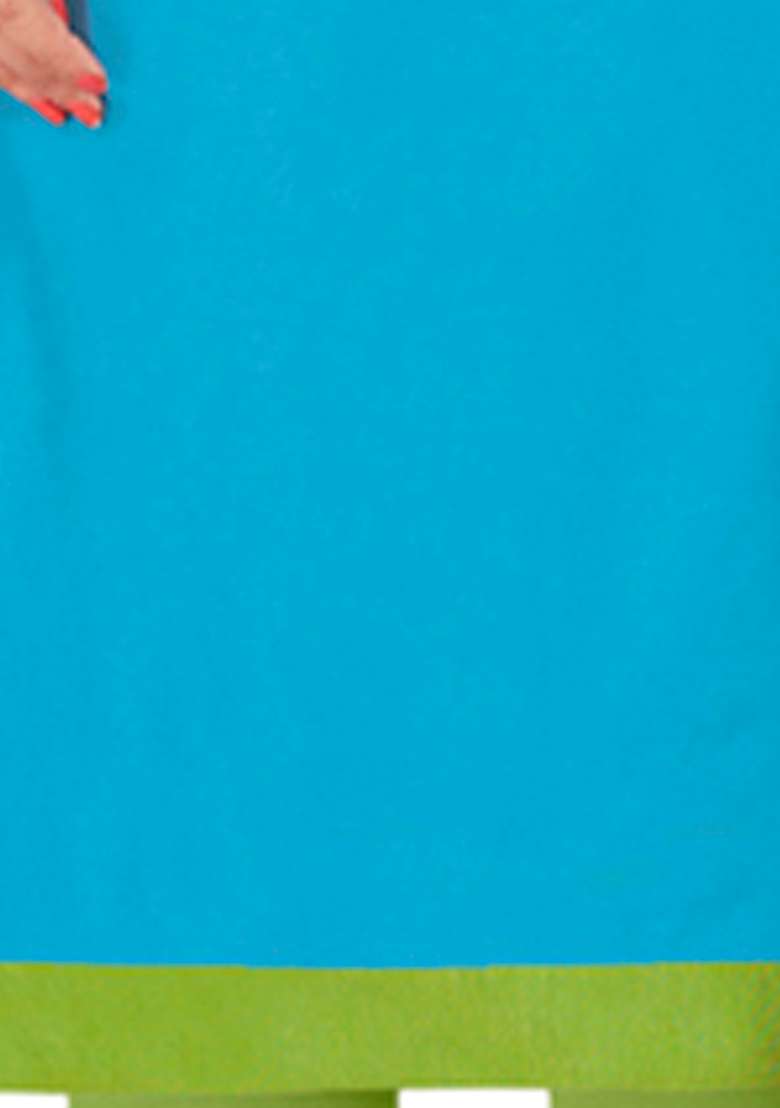 Sky Blue Embroidered Cotton Straight Kurta Set - Indya