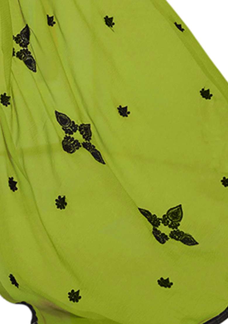 Black Embroidered Blended Pakistani Suit Set - Indya