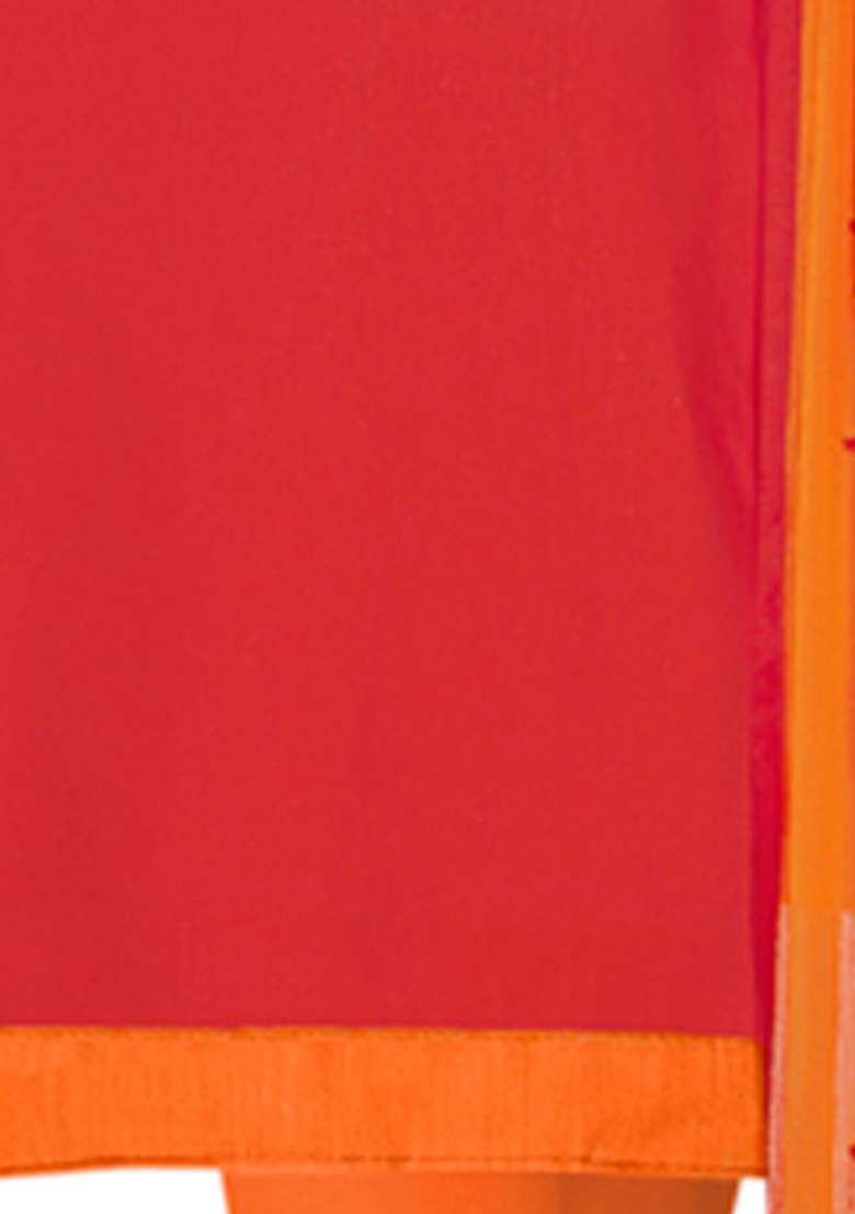 Red Embroidered Cotton Blend Dress Material - Indya