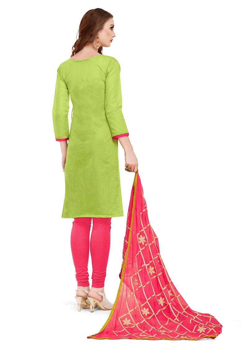 Green Striped Jacquard Straight Kurta Set - Indya