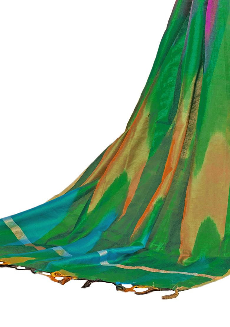 Peach Embroidered Silk Dress Material