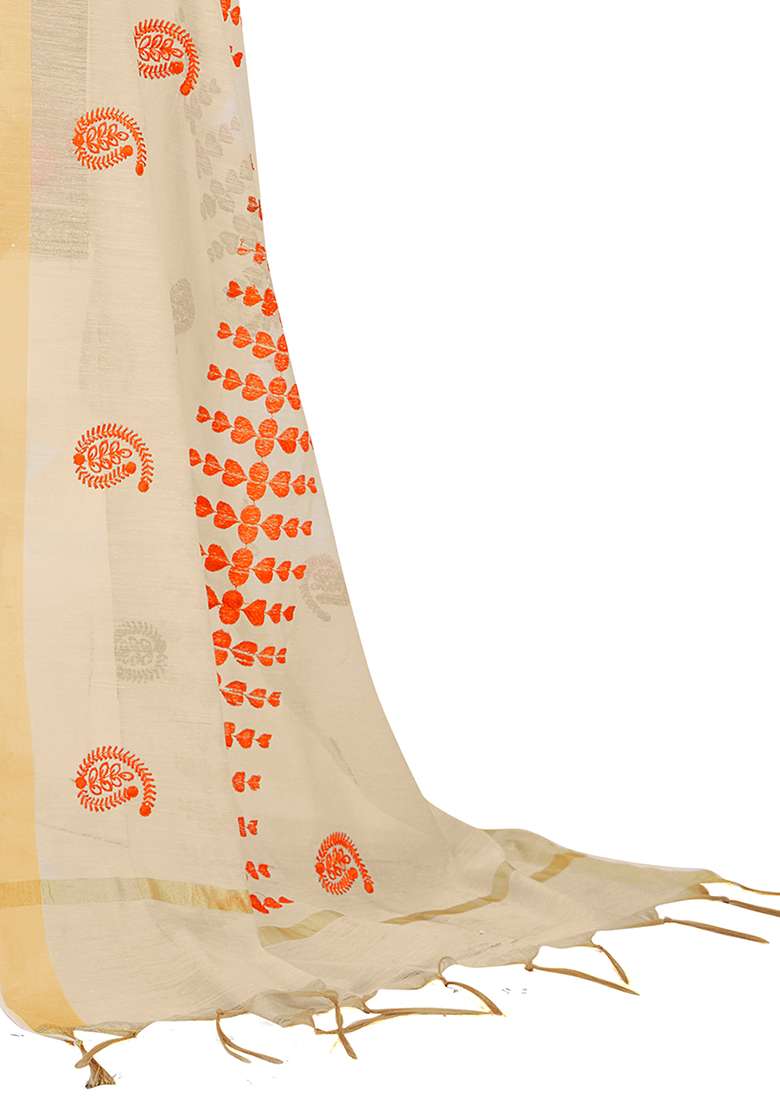 Orange Jacquard Jacquard Pakistani Suit Set - Indya
