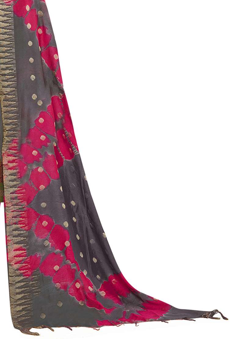 Grey Jacquard Silk Blend Straight Kurta Set - Indya