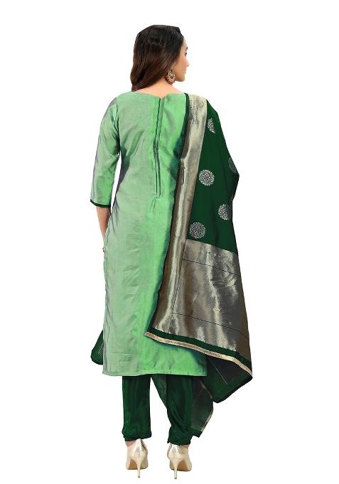 Light Green Embroidered Jacquard Dress Material