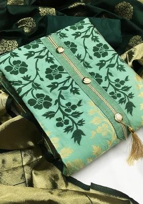 Light Green Embroidered Jacquard Dress Material