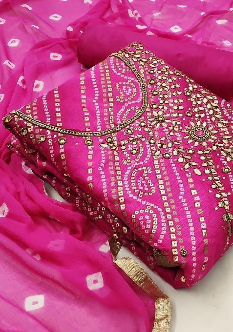 Multicolor Embroidered Cotton Blend Dress Material