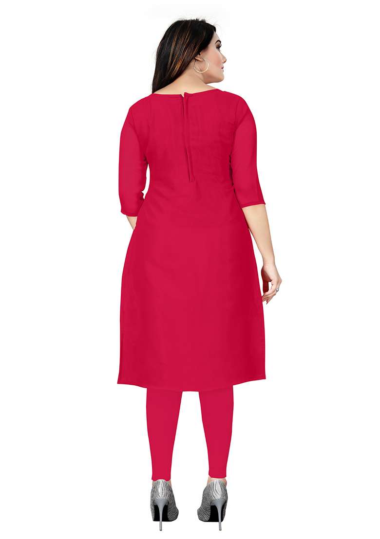 Pink Embroidered Georgette Dress Material - Indya