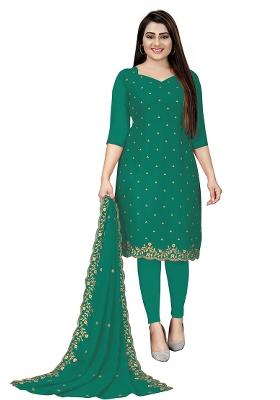 Light Green Embroidered Georgette Dress Material