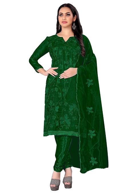 Green Chikankari Organza Pakistani Suit Set