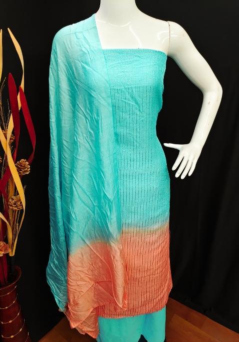 Multicolor Embroidered Cotton Blend Dress Material