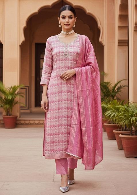 Multicolor Embroidered Cotton Blend Dress Material