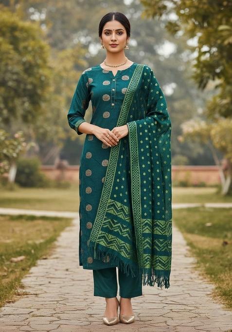 Rama Embroidered Cotton Blend Dress Material
