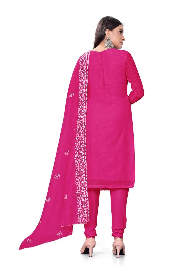 Magenta Chikankari Blended Pakistani Suit Set - Indya