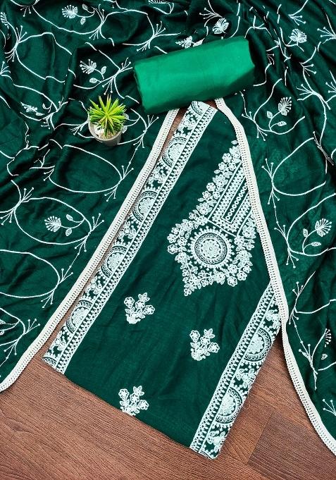 Sea Green Chikankari Silk Straight Kurta Set — view on Indya