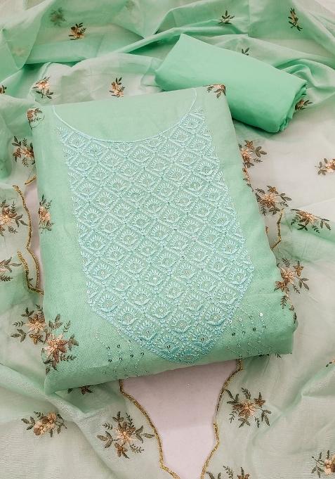 Sea Green Chikankari Cotton Straight Kurta Set
