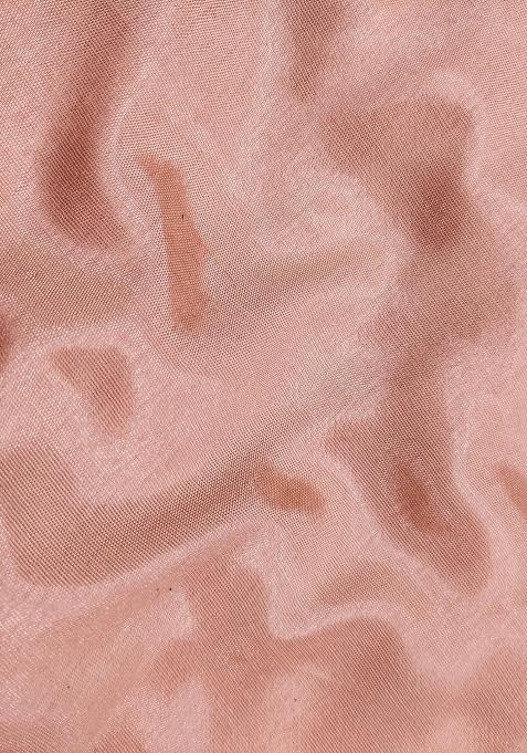 Peach Embroidered Jacquard Dress Material