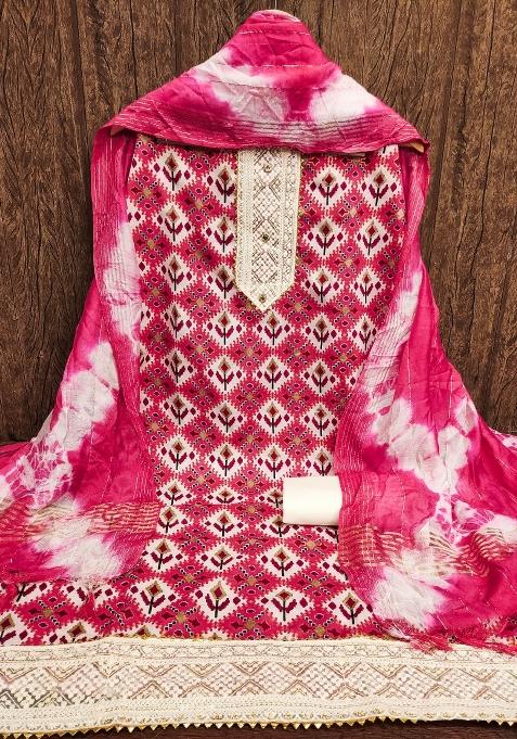 Pink Tie And Dye Blended Straight Kurta Set