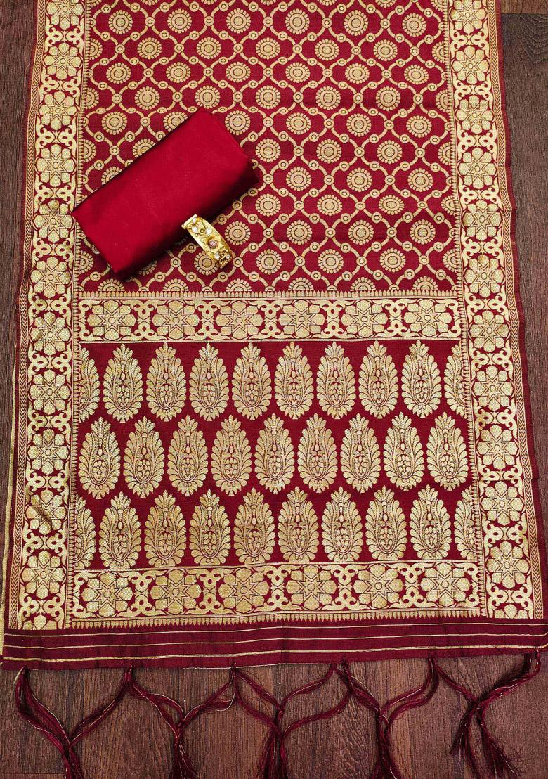 Peach Embroidered Jacquard Dress Material