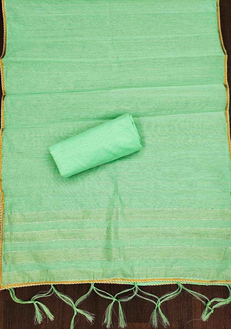 Pista Green Sequin Work Cotton Straight Kurta Set - Indya