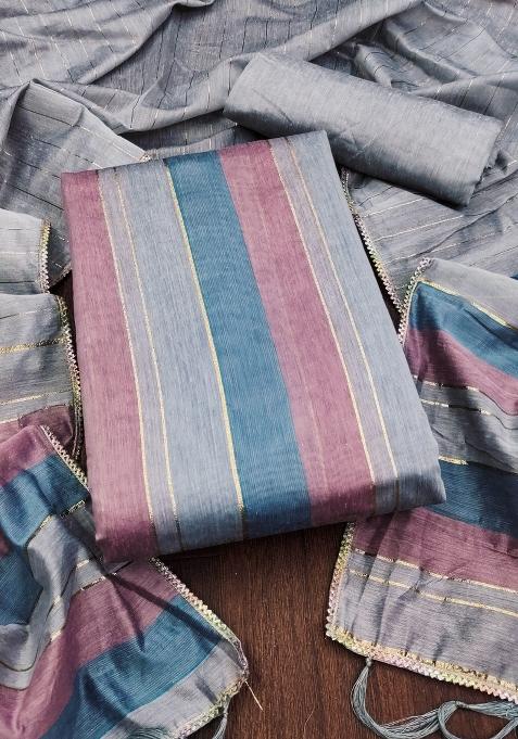 Multicolor Embroidered Silk Dress Material