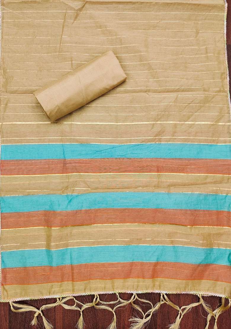 Multicolor Striped Silk Blend Straight Kurta Set - Indya
