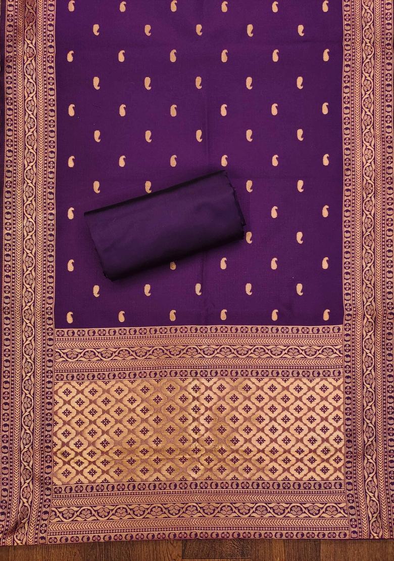 Wine Embroidered Silk Dress Material