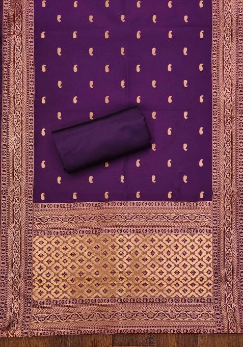 Wine Embroidered Silk Dress Material