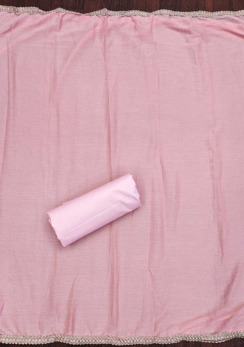 Baby Pink Embroidered Jacquard Dress Material - Indya